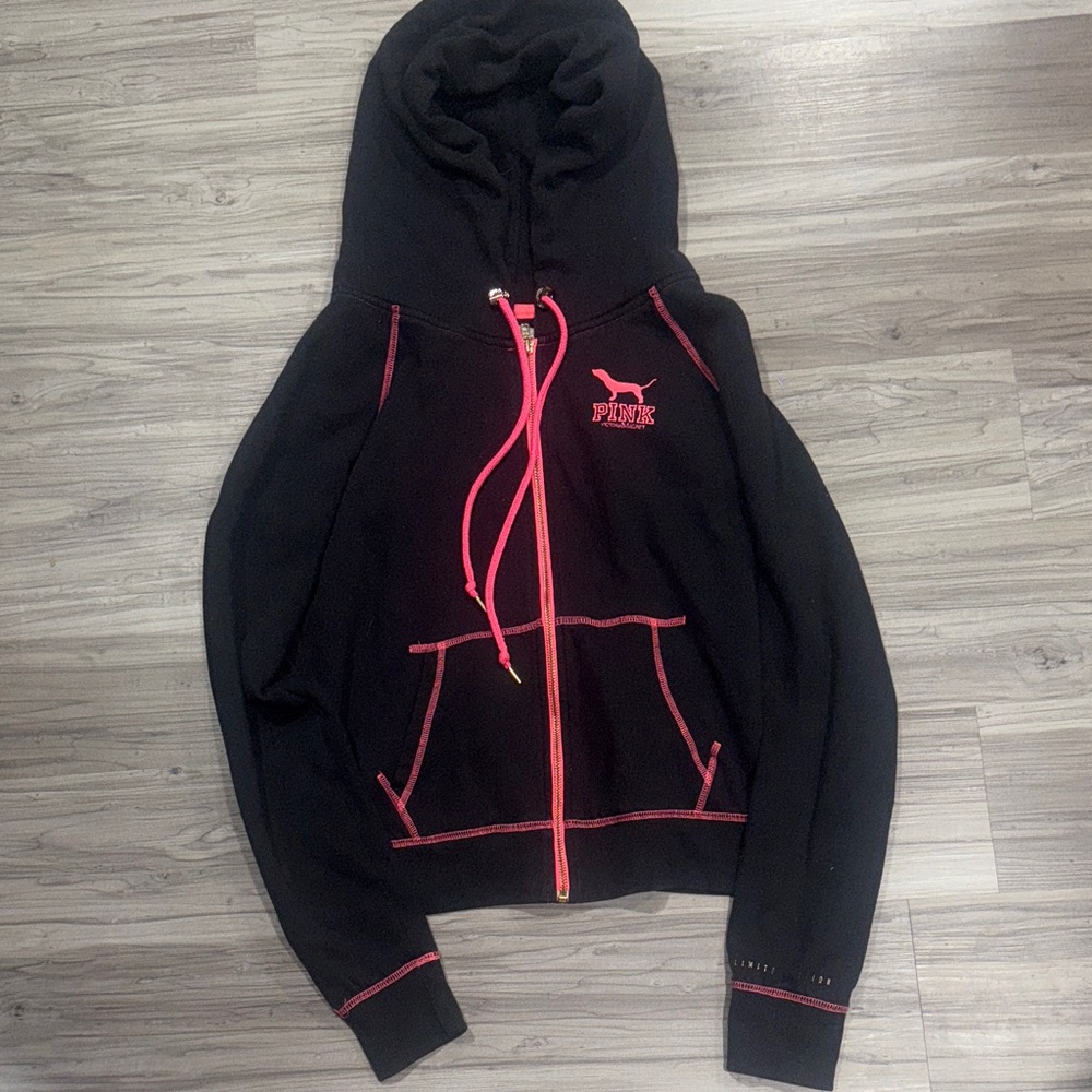 Victoria’s Secret PINK Black Hoodie with Pink Accents